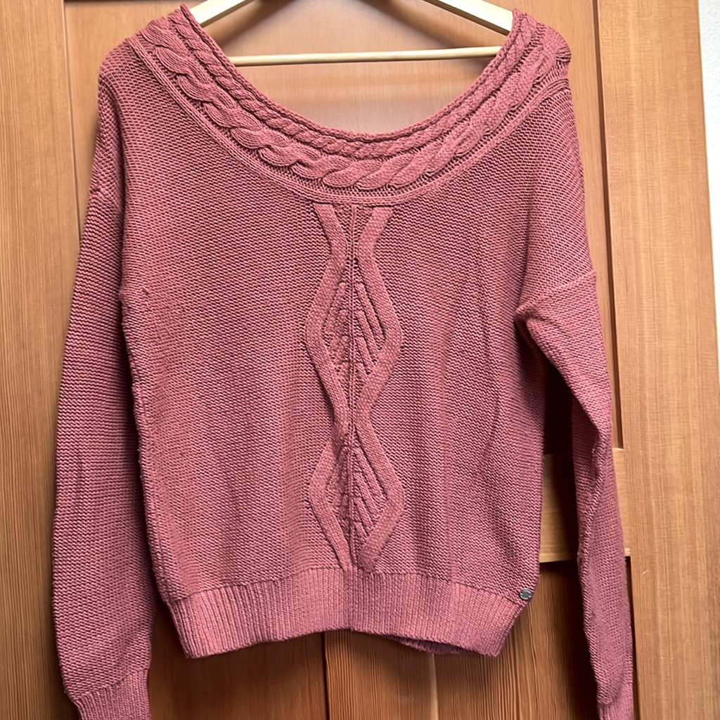 Roxy Dusty Rose Cable Sweater